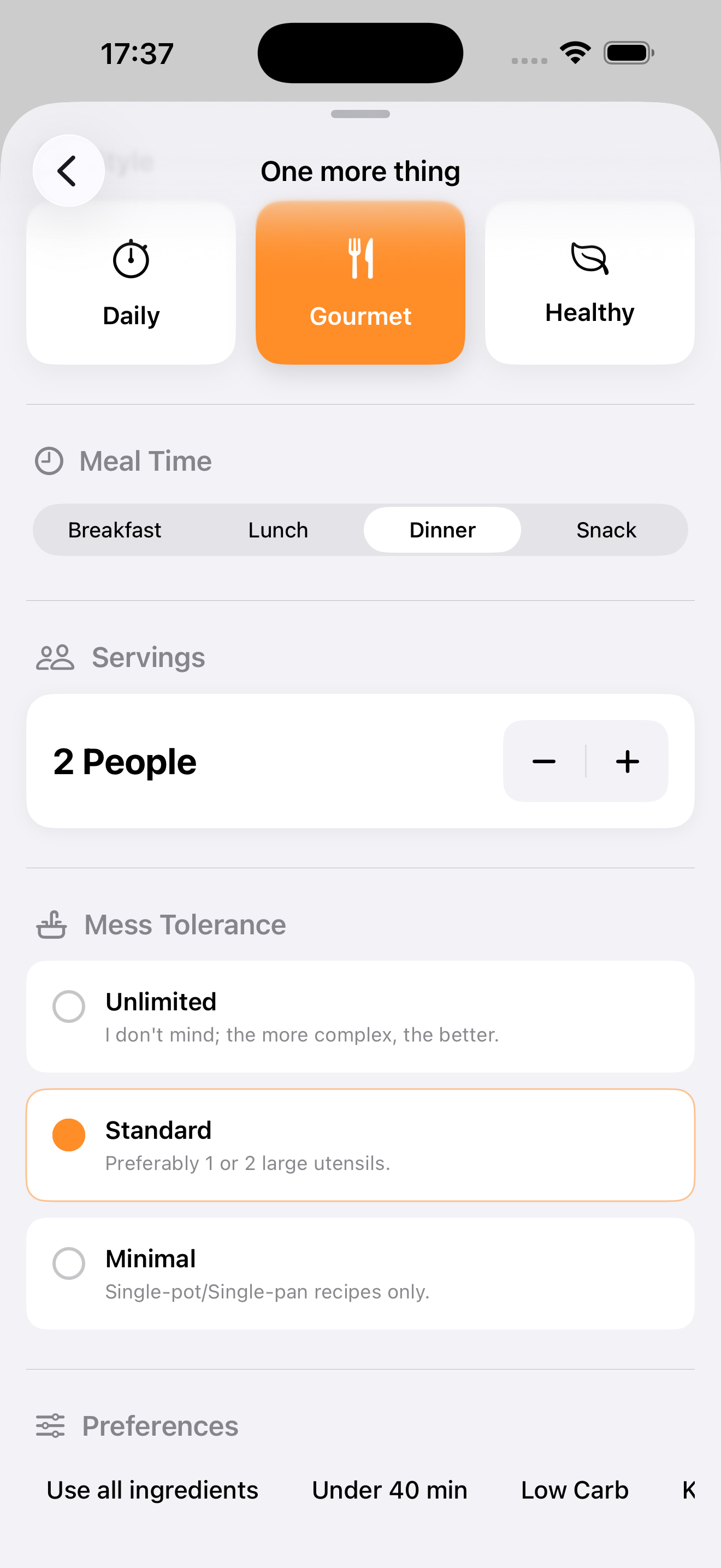 Recipe Me App Interface